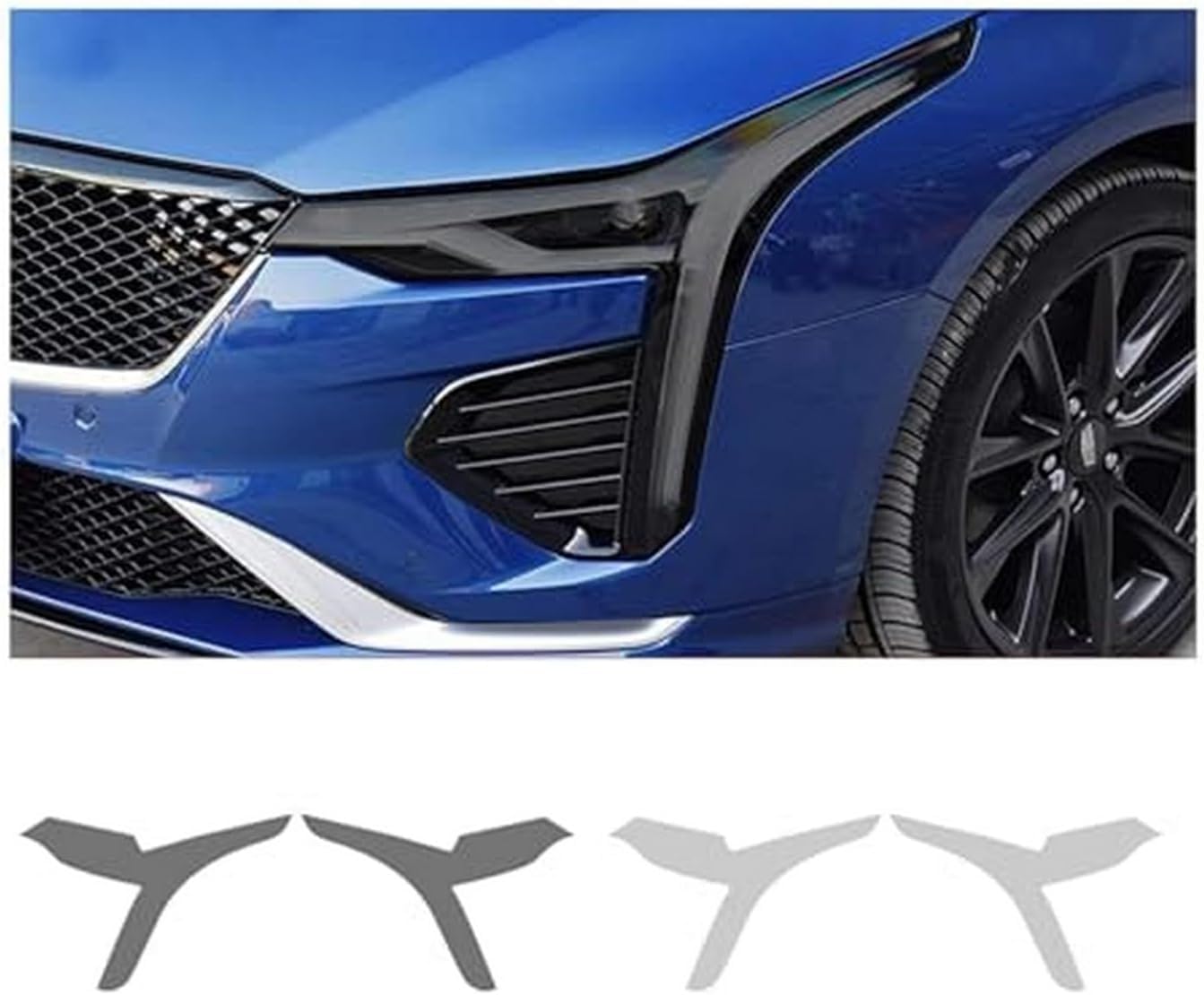 Car Headlight Protective Film Car Headlight Film for Cadillac Ct4 2020-2021 Headlamp Transparent Black TPU Sticker