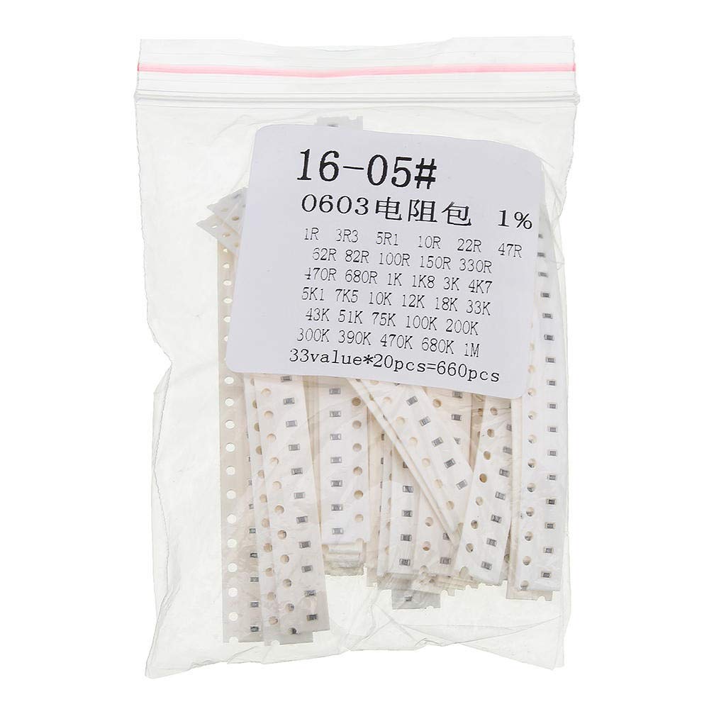 Resistor 0603 SMD kit de rechange pour réparer les cartes électroniques en panne 660 pièces