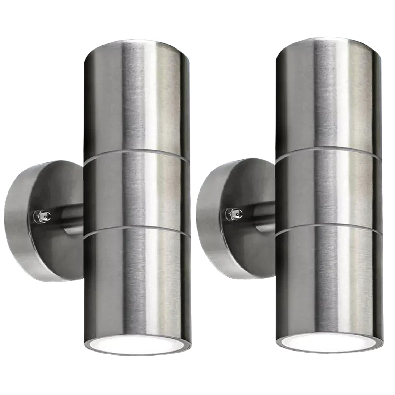 ATEK Outside Up and Down Wall Lights, IP65 Waterproof Up Down Mains Power Lighting Stainless Steel Exterior Wall Sconce GU10 Indoor House Lighting Front Door Wall Lamp for Garage Garden 2Pack
