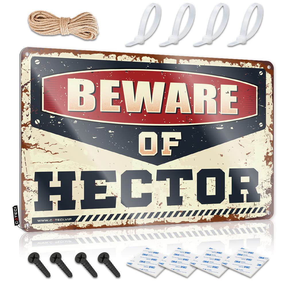 Fzfn Men's Colour Cool, Cool Wall Art Workshop Decor Beware Of Hector | Rustic Cool Wall Art(30X40cm)