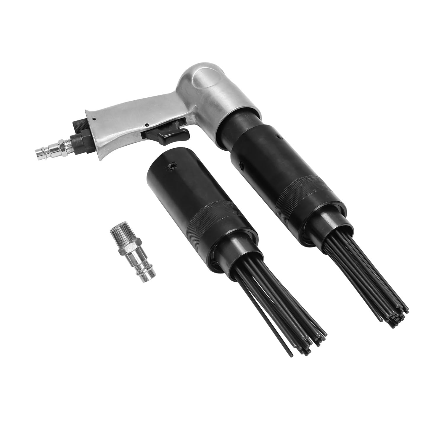 Antiruggine ad aria compressa, 19 aghi Ø 3 mm, 3000 colpi/min | Rimozione ruggine con testina di ricambio, pistola ad ago attacco 1/4", per ruggine, vernice e rivestimenti