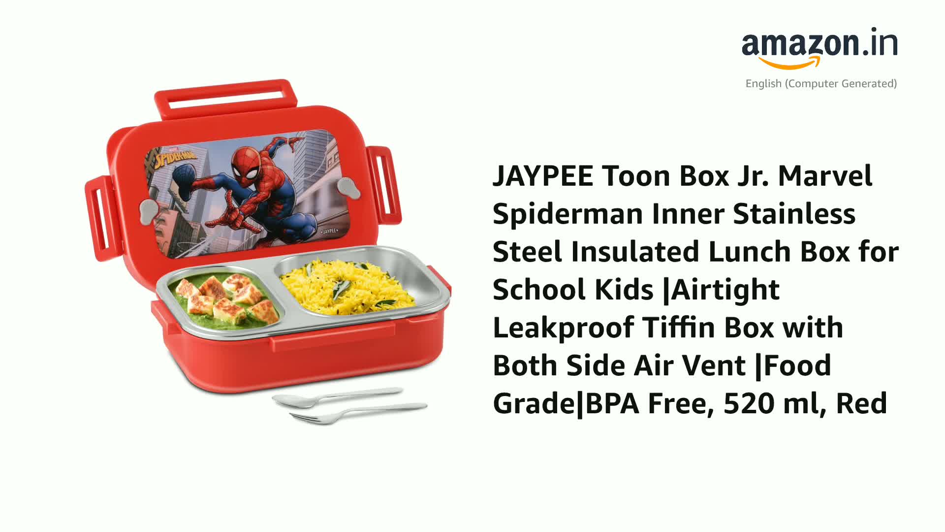 JAYPEE Toon Box Jr. Marvel Spiderman Inner Stainless Steel