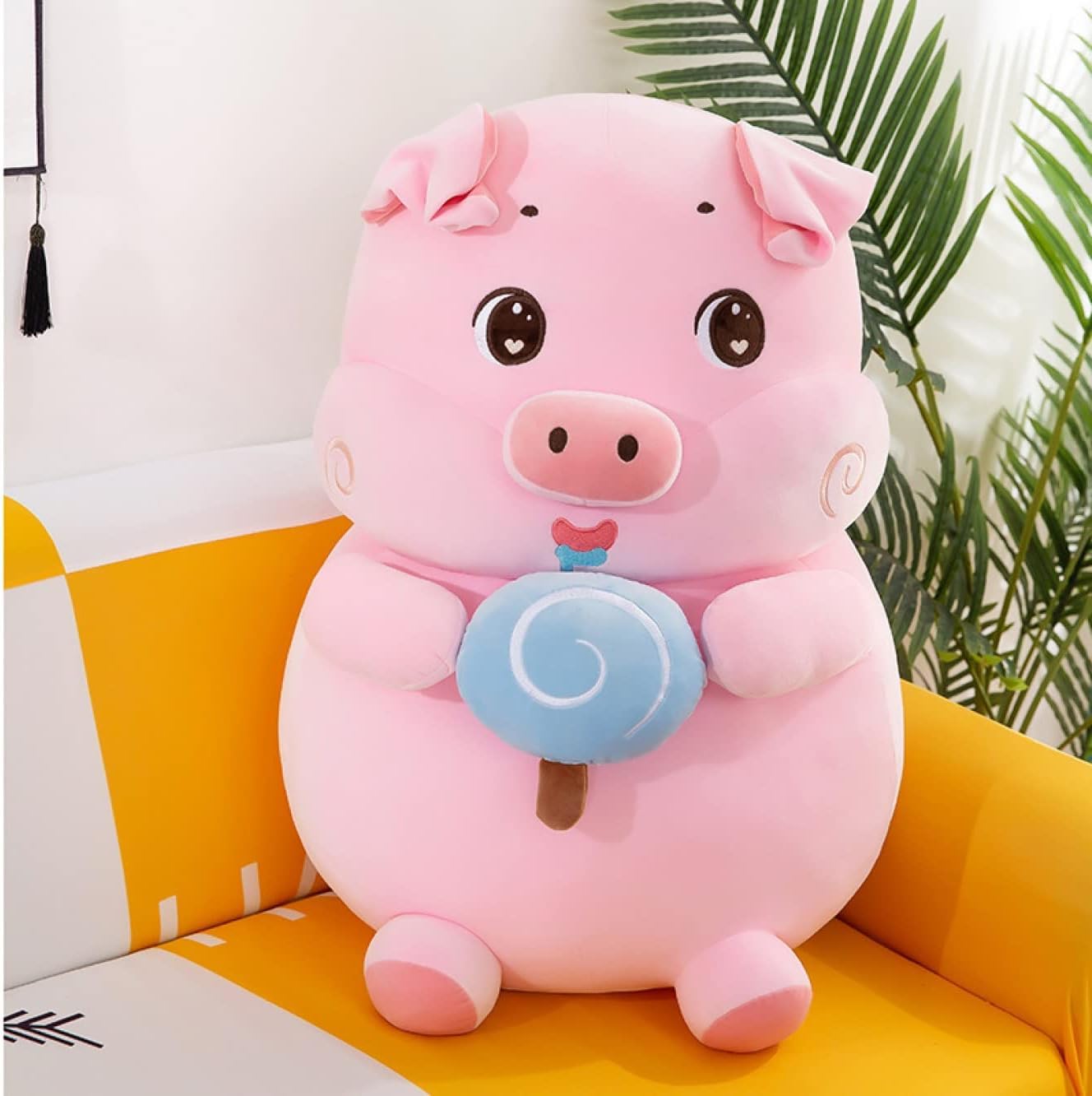 AGC Toys for Kids, Cute Pig Soft Toy Holding A Cute Lolipop Candy Plush Piggi Soft Toy Shiny Black Eyes Teddy Bear for Kids Baby Car Birthday Lovely Item (35 cm) (B09PMHV5HJ) Amazon Price History, Amazon Price Tracker