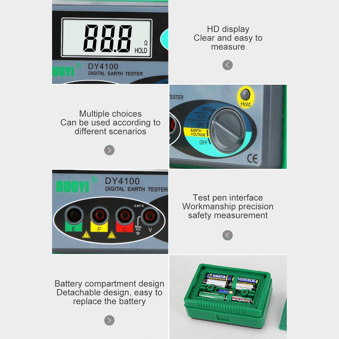 Metros de la resistencia del aislamiento de Digitaces al suelo, metro del megohmetro del metro de DCV ACV de 0-2000 ohmios megohmetro