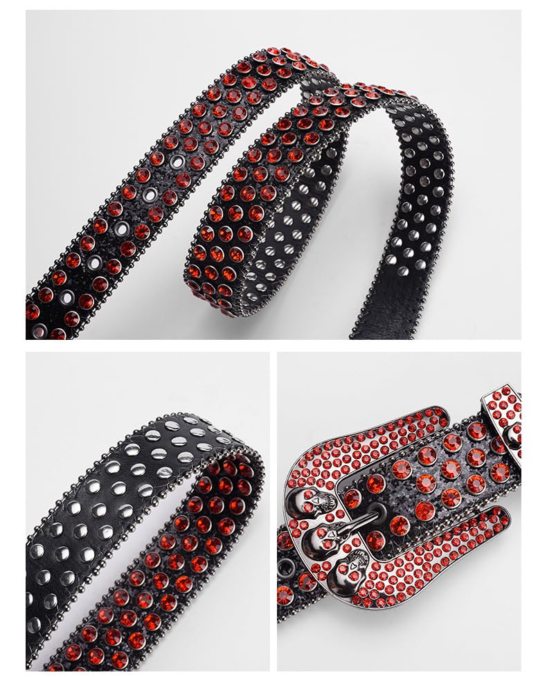 Unisex Rhinestone Belt Diamond-Studded Leather Belts Luxurious Western Cowboy Waistband Rhinestones3