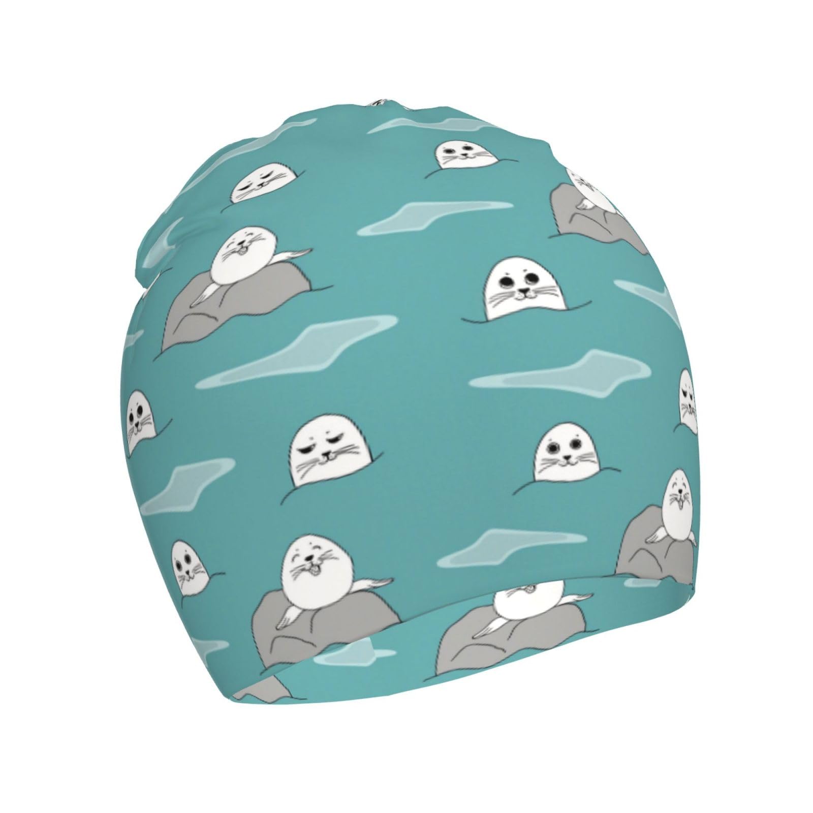 Sea Animal of Seal Pattern Kids Beanie Hats Warm Knit Beanie Cap Skull Caps Gifts Decor for Boys Girls White