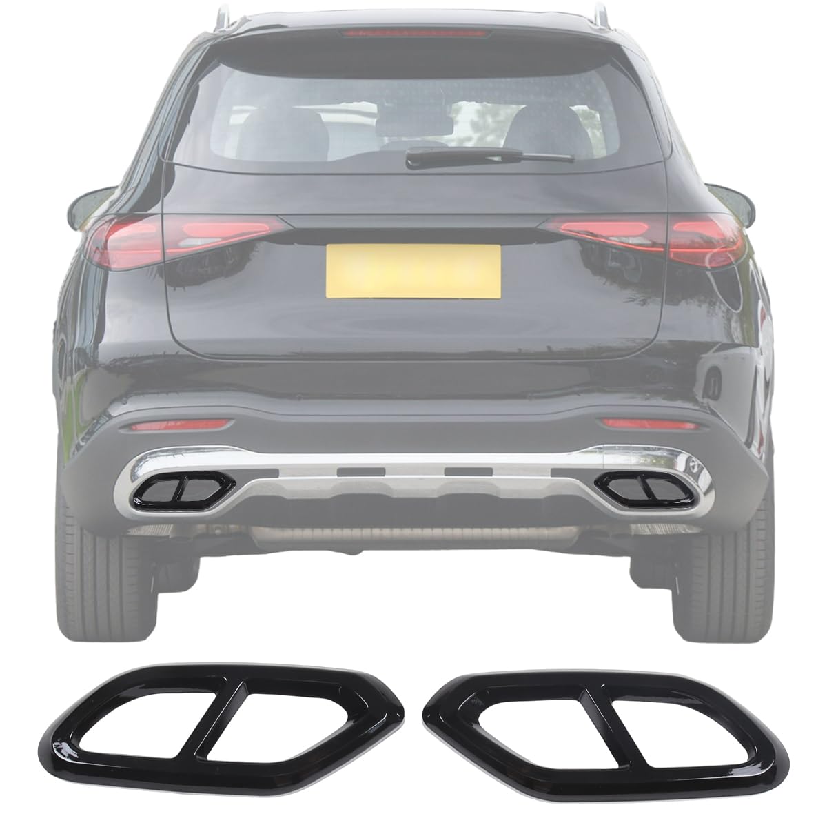 Auto Auslass Endrohrrahmen Schalldämpfer Auspuffrohrabdeckung für Mercedes Benz GLC Klasse X254 2023-2024 Außenzubehör Auspuff Schalldämpfer Endrohr Blende Abdeckung 2pcs (Schwarz)