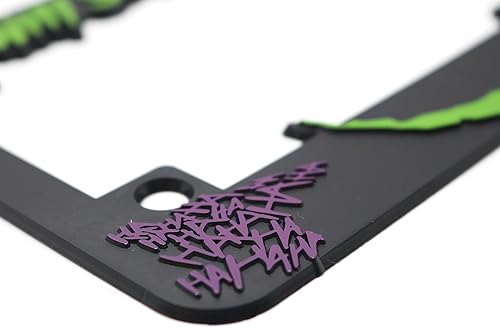 Miniatura 3 de Why So Serious for Joker Motorcycle 3D Marco de matrícula (verde lima y morado)