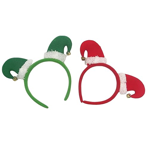 Miniatura 7 de Juego de 2 mini sombrero de Papá Noel con diadema de cascabeles y cascabeles, accesorios para cabina de fotos, ropa de fiesta fea de Navidad,