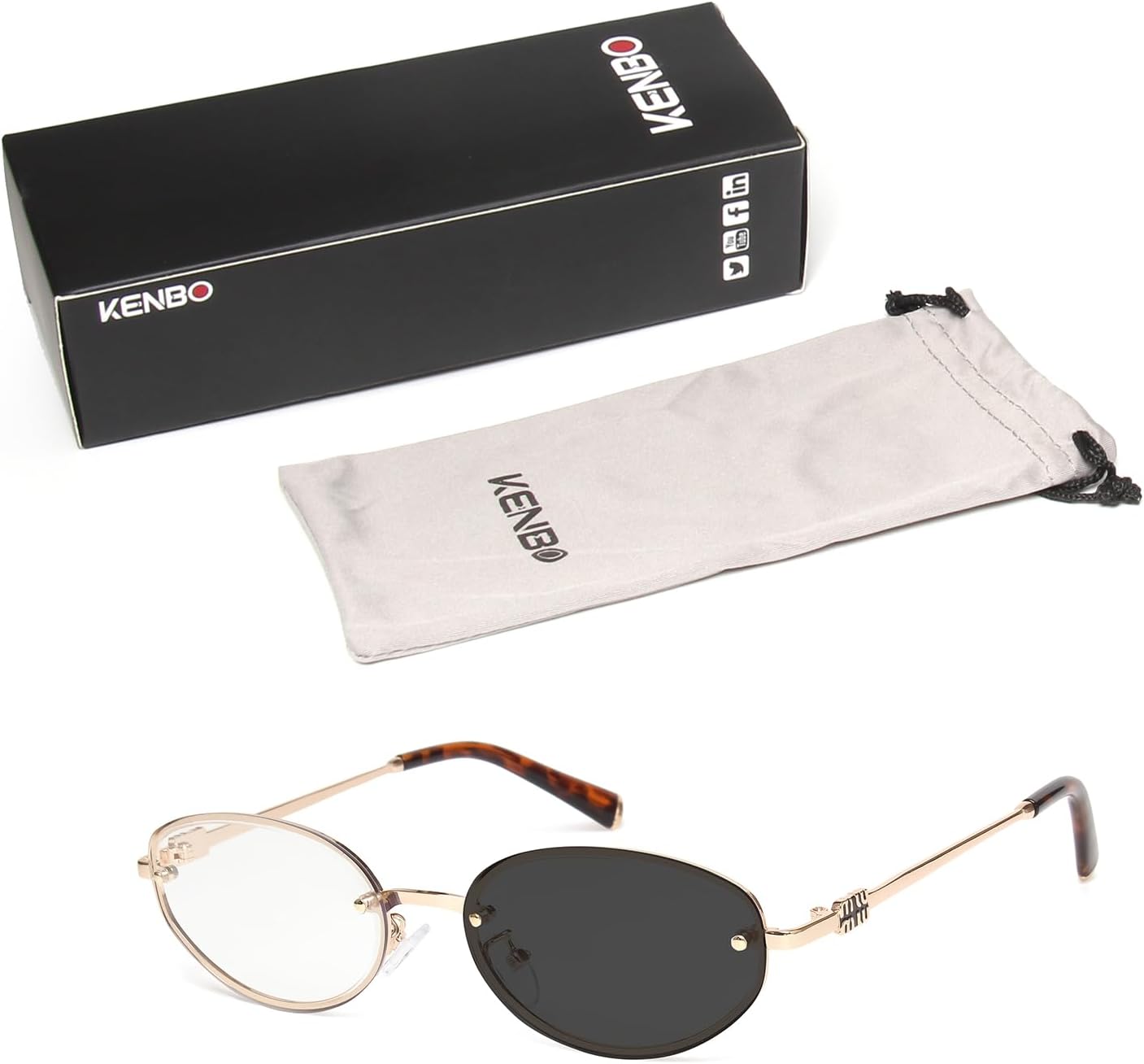 KENBO Trendy Y2k Oval Sunglasses Womens Mens, Retro Narrow Chic Thin Skinny Sunnies - Image 8