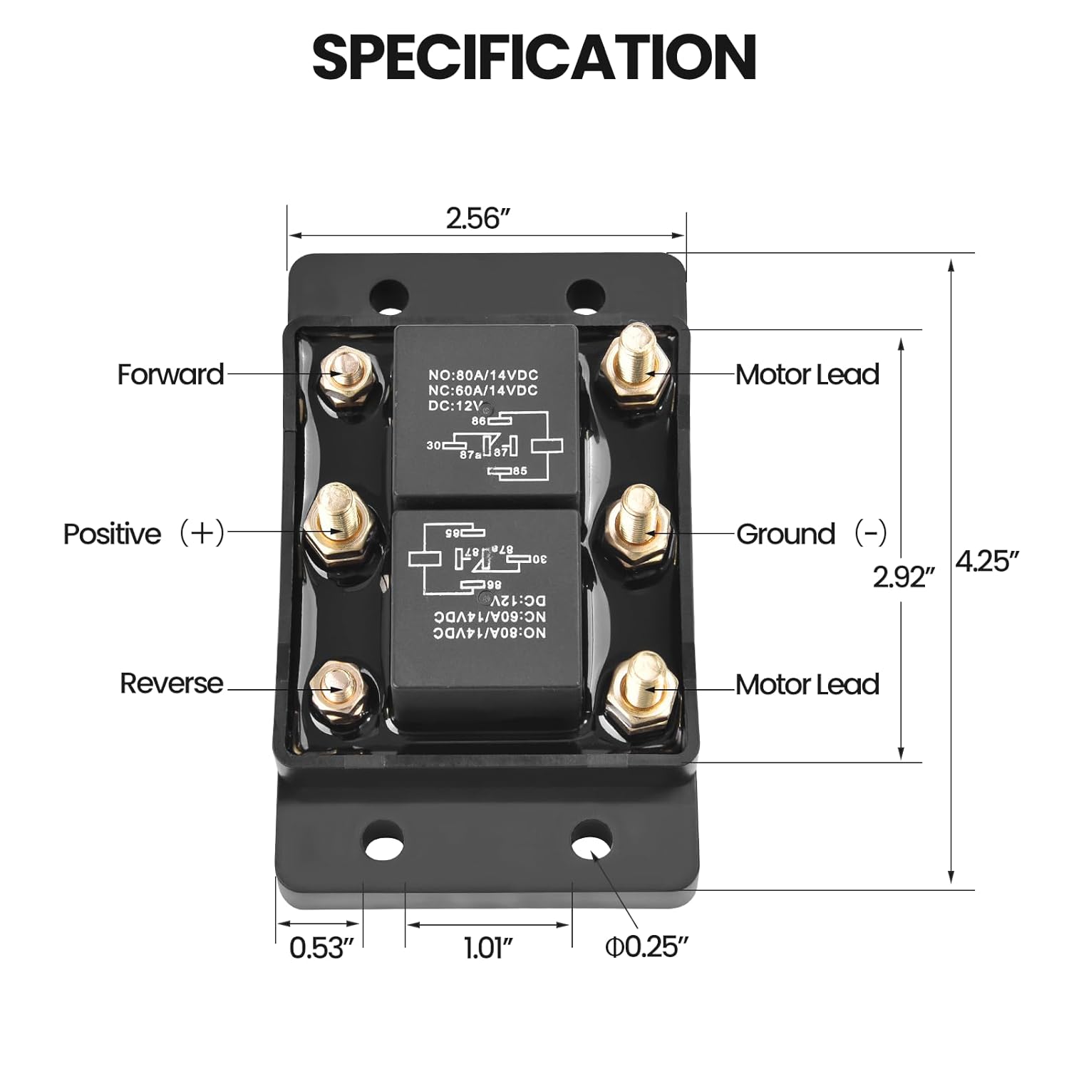 2Pcs 5541100 24452 Forward and Reverse Relay Module Fit for Tarp or Winch Motor, Snow Plow & Lift Replace 5541100 ATP0110 12VDC 50A Polarity Module for Marine Jack Plate