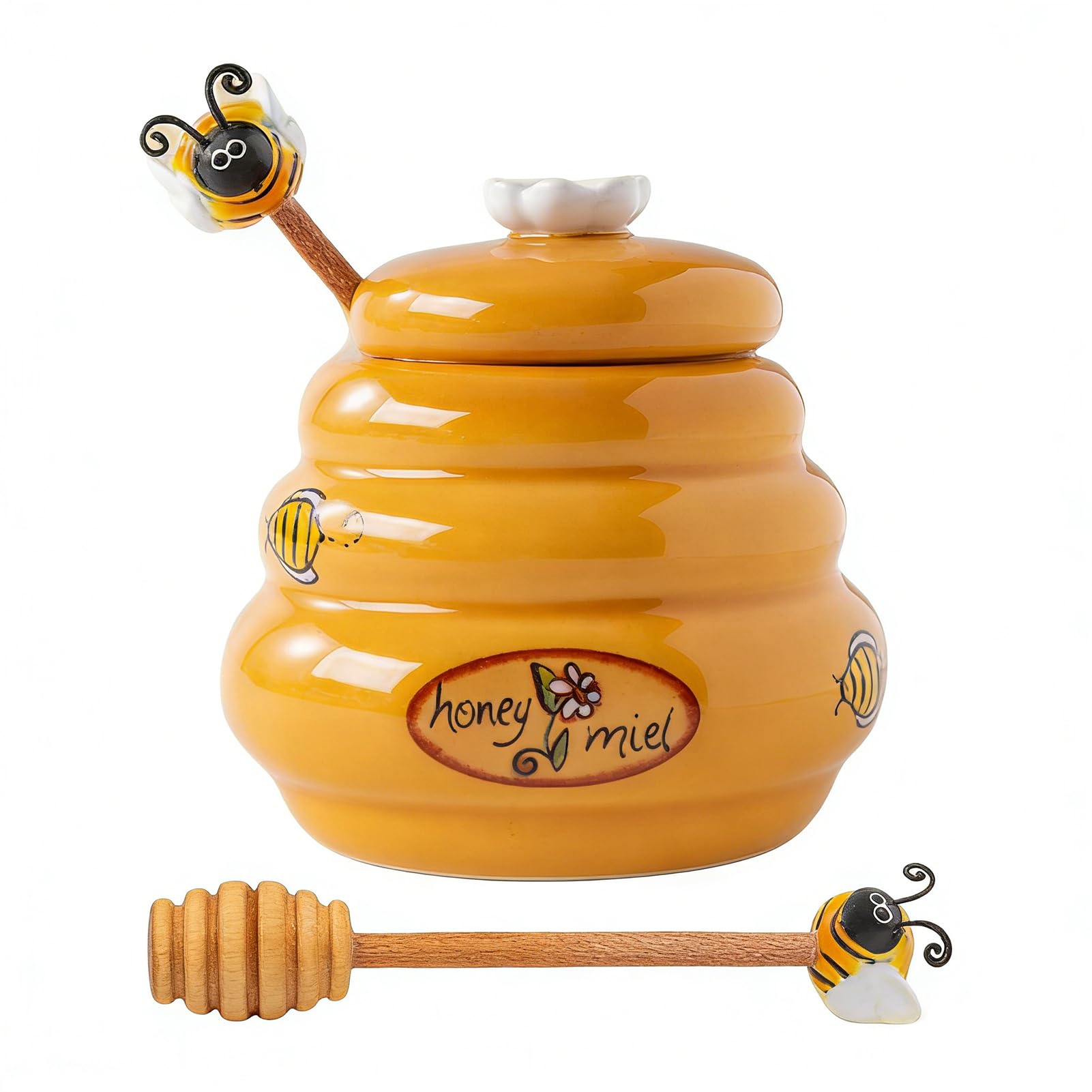 Pot à miel en céramique large ouverture pour éviter le gaspillage de sirop en cuisine