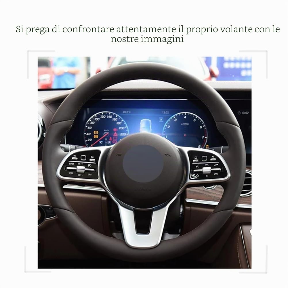 Adatto per Mercedes-Benz Classe A (W177/V177) 2018-2023, coprivolante cucito a mano, coprivolante in pelle scamosciata nera