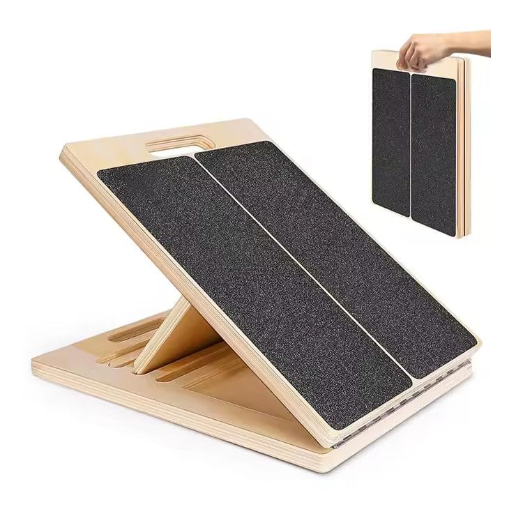 Tabla inclinada ajustable de madera para estiramiento de pantorrillas miniatura 1
