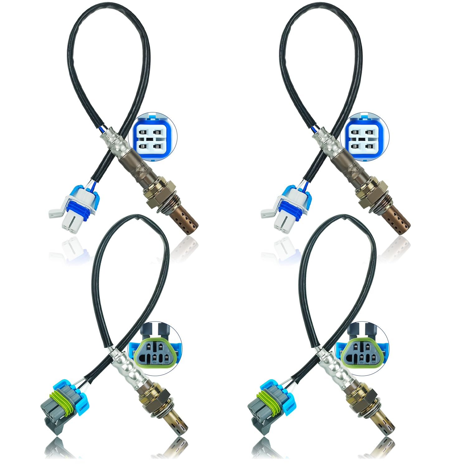 4Pcs Upstream Downstream O2 Oxygen Sensor 234-4669 234-4407 Compatible with 2003-2006 Cadillac Escalade GMC Yukon Hummer H2 Chevrolet Silverado 1500(HD) 2500 3500 HD Suburban Sierra