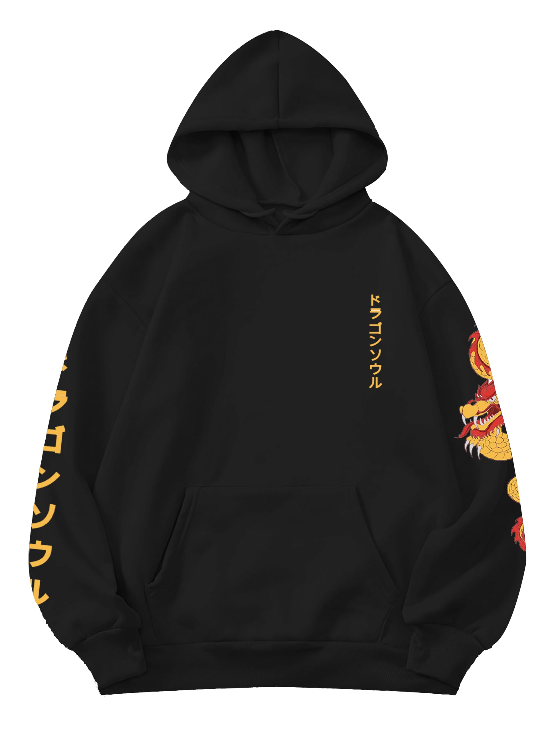 tabadtod Cottonblend Trendy Dragon-Hand Hooded Printed Men's Regular Hoodies Black_Large-picture-34