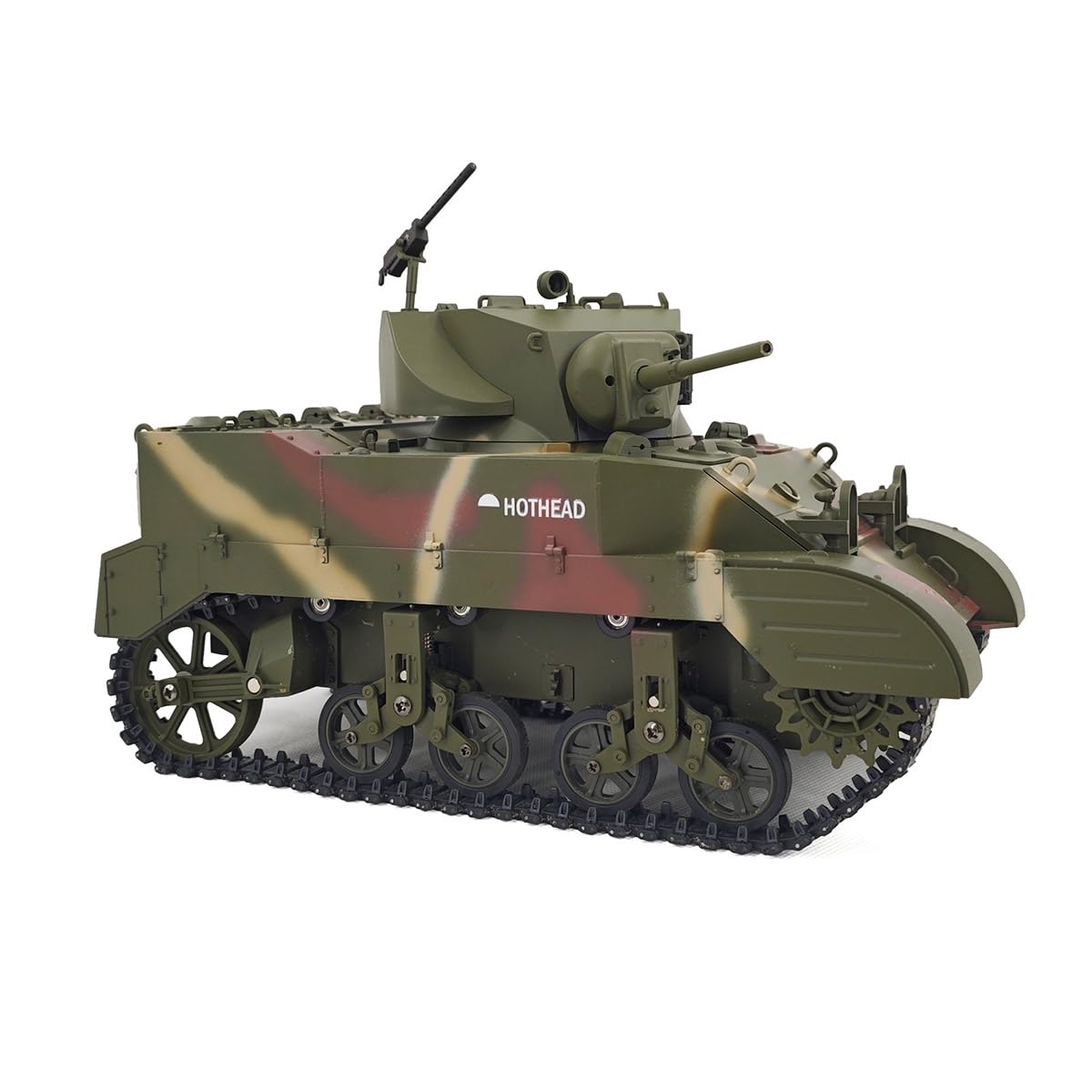 Czołg RC w skali 1/16, 2,4 G US M5A1 Stuart Light Main Battle Tank Model z funkcją dźwięku/świateł/dymu, wojskowy pojazd RC dla dorosłych
