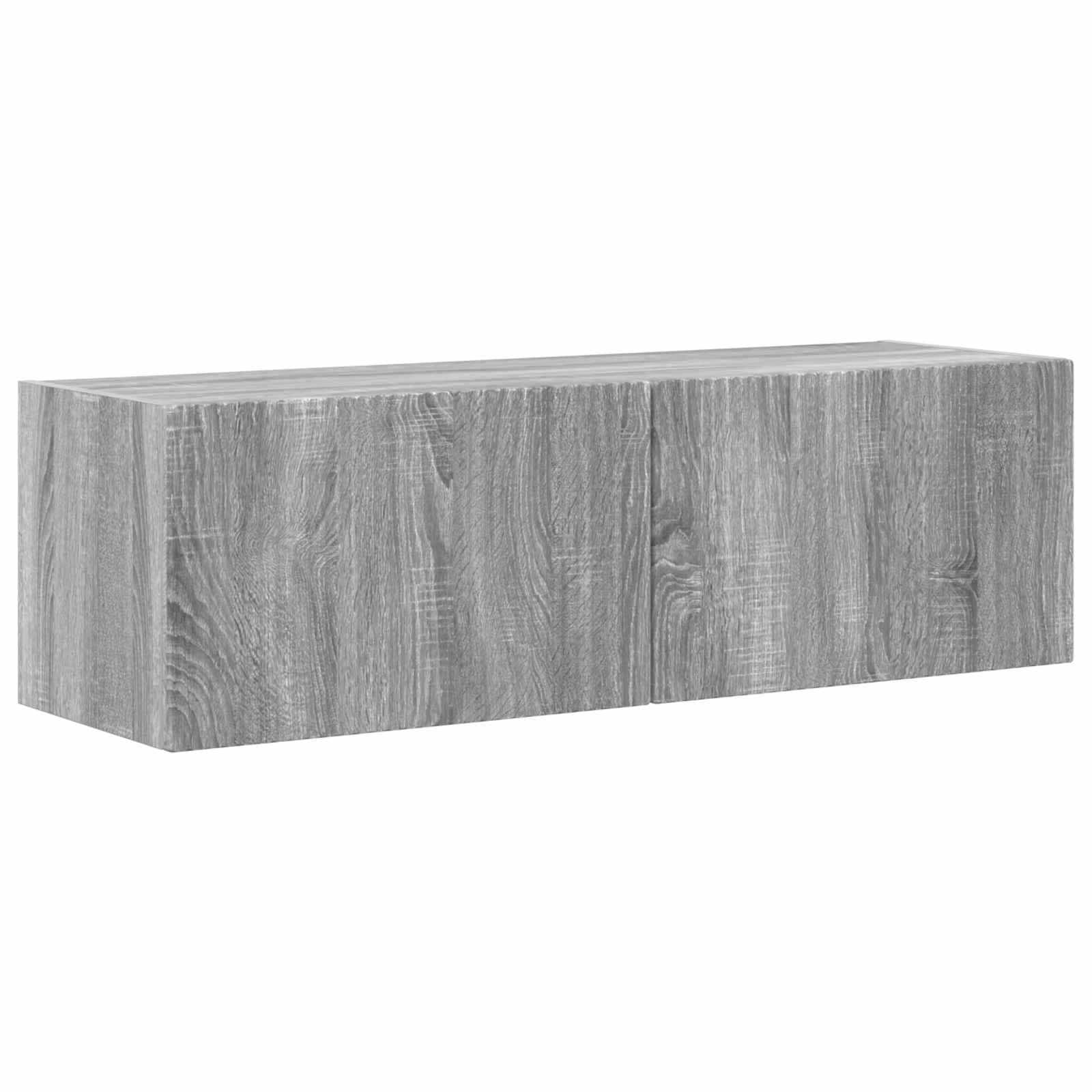 Mueble de TV de pared de 8 piezas, Sonoma gris, soporte multimedia modular para sala de estar, dormitorio, amplio espacio de almacenamiento, construcción de madera duradera