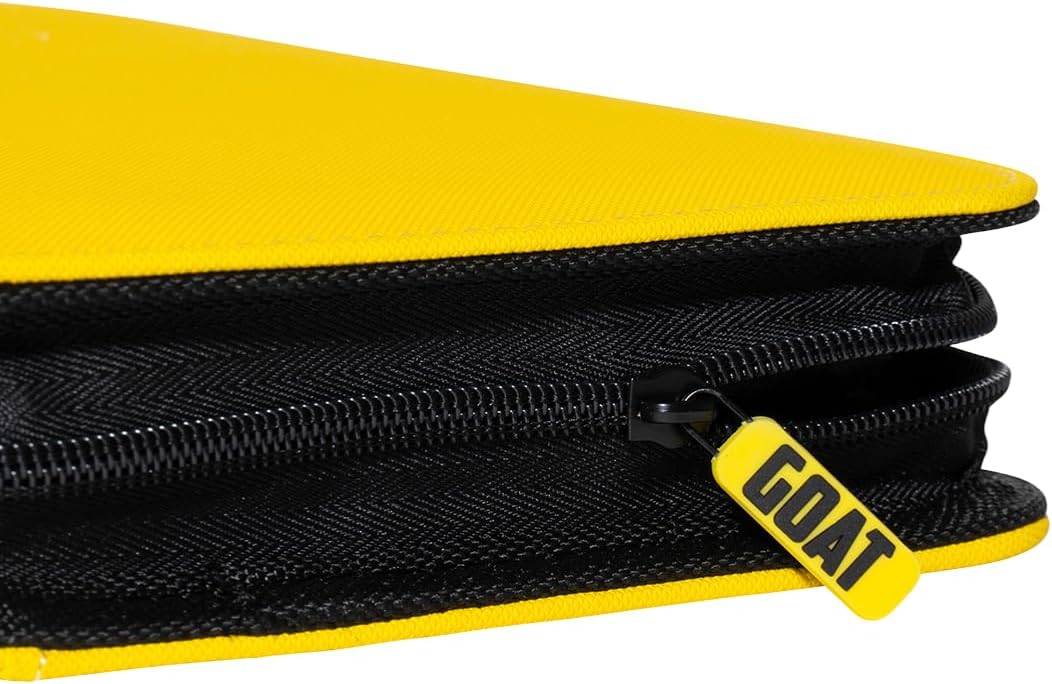 4-Pocket Trading Card Binder, 160 Card Capacity, "Stay-Flat" Design, Water-Resistant by Goat Armor (Yellow)