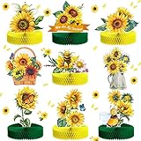 9 Pcs Sunflower Party Decorations for Baby & Bridal Showers - Honeycomb Centerpieces & Table Toppers