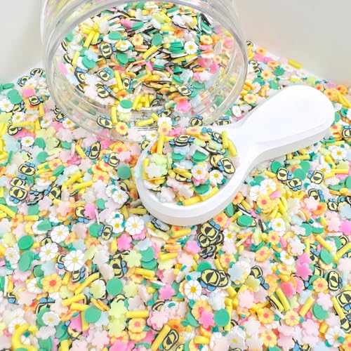 10g Pollen Season, Spring Themed Polymer Clay Sprinkle Mix 5mm, Spring DIY Craft Supplies, Great for Nail Art, Resin, Slime, and Seasonal Decor.