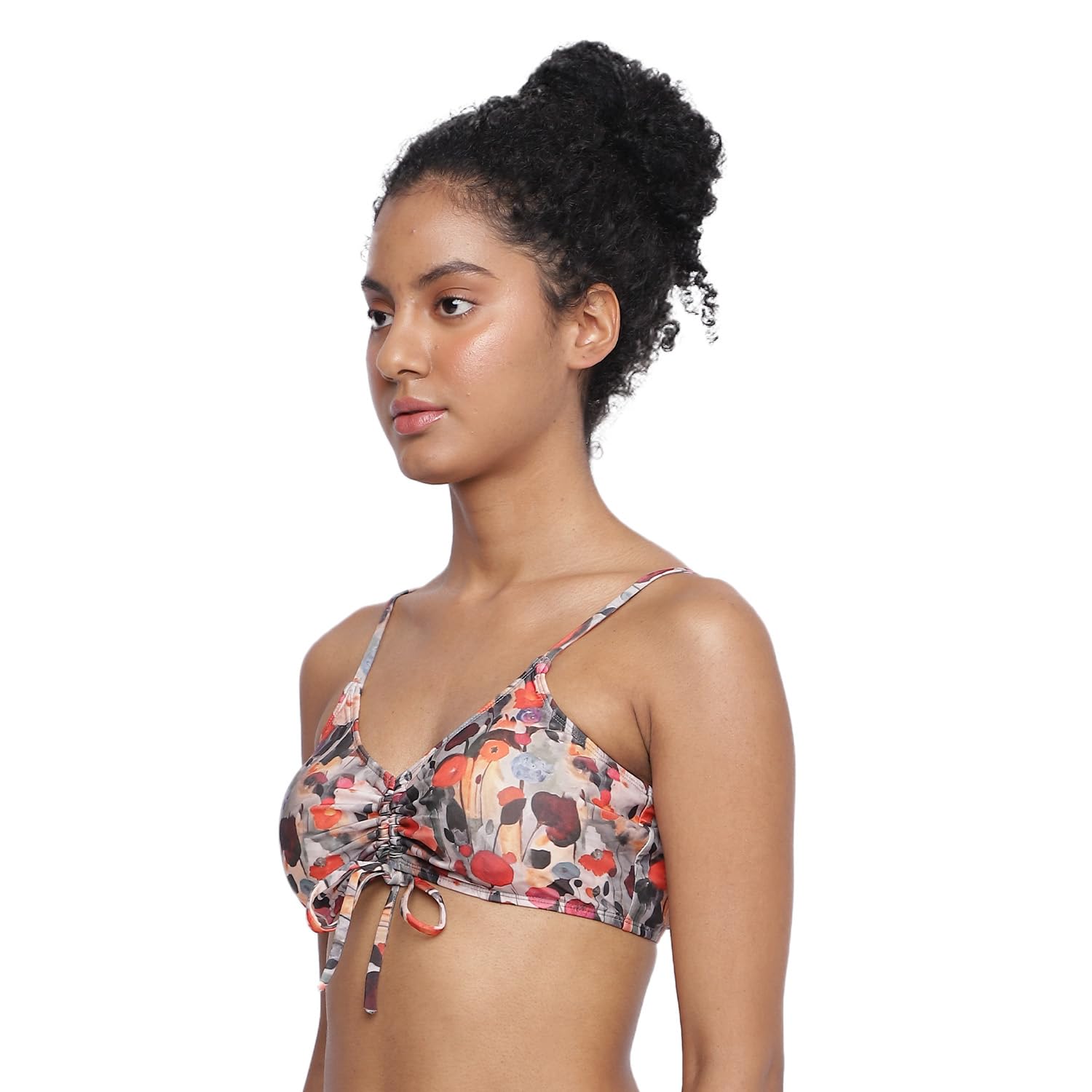 Kadmat Shoulder Straps Neck Printed Padded Crop Tankini Top for Women Swimwear Beach wear-image-28