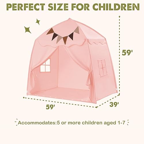 Miniatura 6 de Tienda de campaña extragrande para niños con banderas y luces de estrella, tipi portátil y plegable, toldo de cama para niños y niñas, tienda de