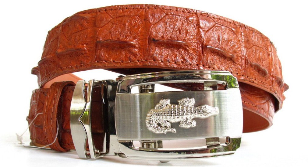 Genuine Real Backbone Crocodile Skin Leather Men Golden Tan Belt 48