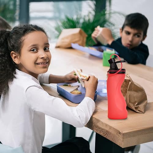 Miniatura 5 de E-Senior Botella de agua plegable sin BPA  Botella de agua plegable para botellas deportivas de viaje con triple a prueba de fugas, ligera, 17 onzas