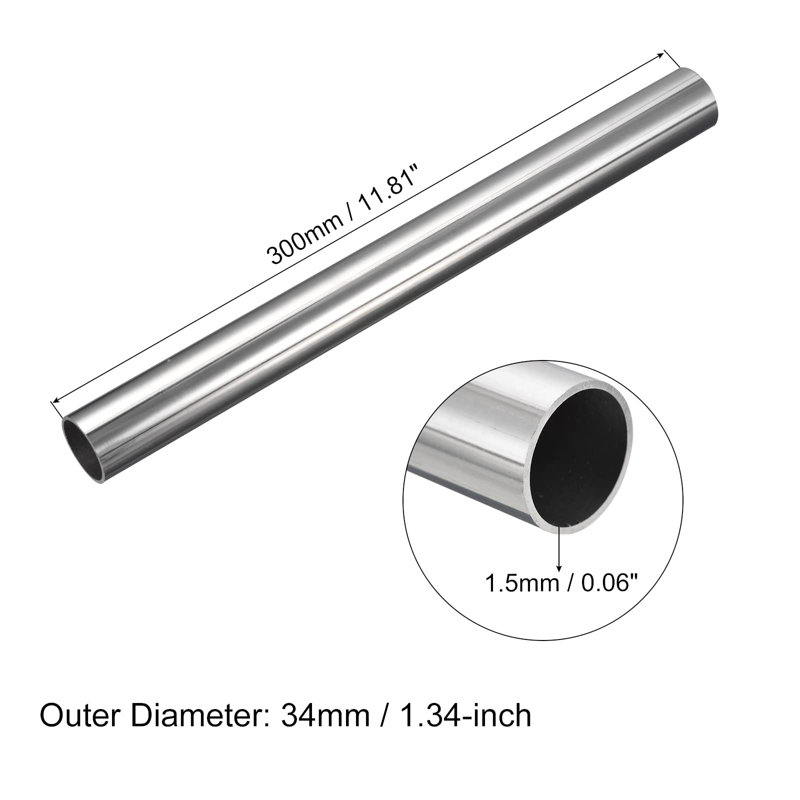 Tubo In Acciaio Inox 304 - Diametro 34mm, Spessore 1,5mm, Lunghezza 300mm - Per Industria E Fai Da Te - Foto 10