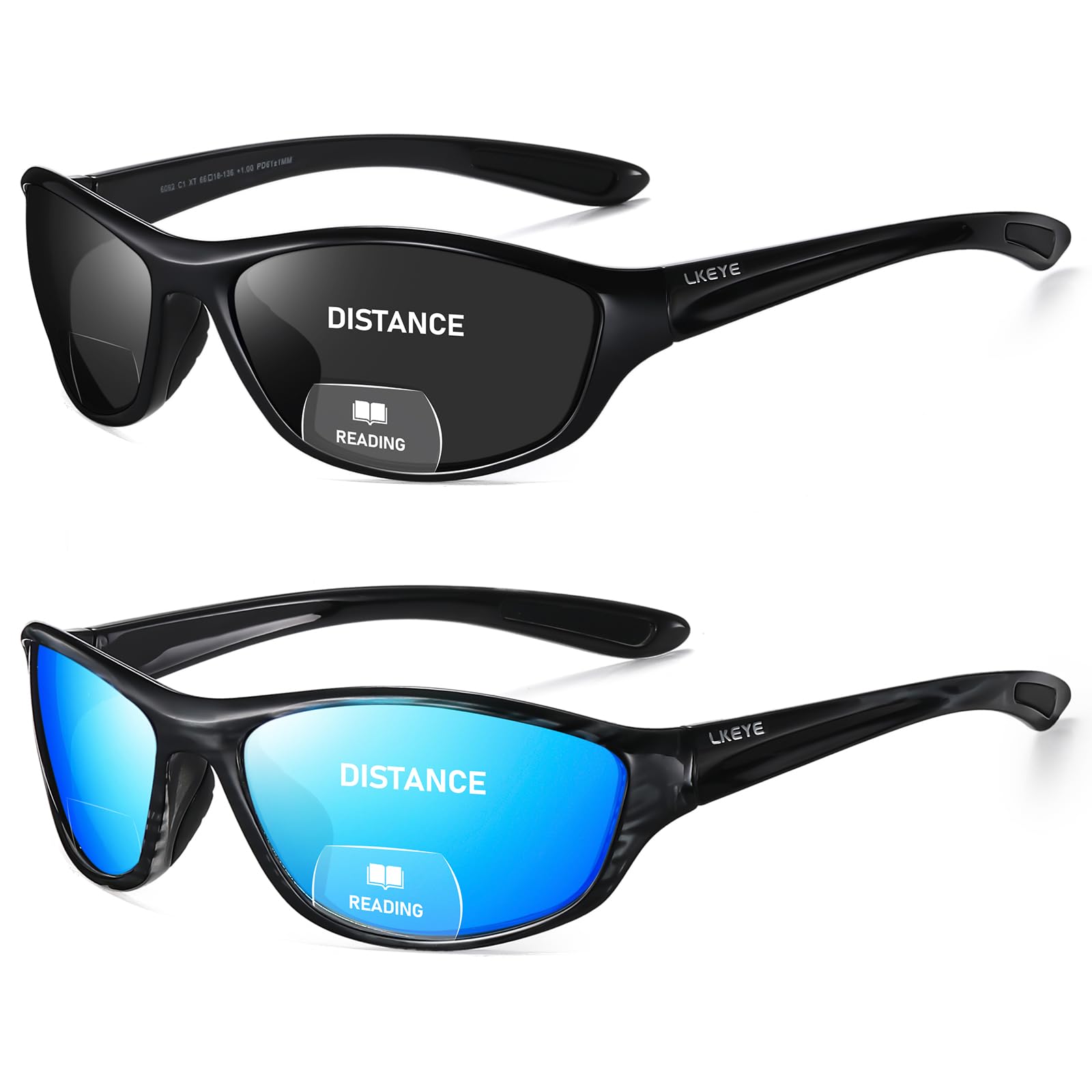 LKEYE Bifocal Reading Sunglasses Men Women Sports Style Sun Reader Wrap Around Build-In UV Protection Driving glasses LK6092