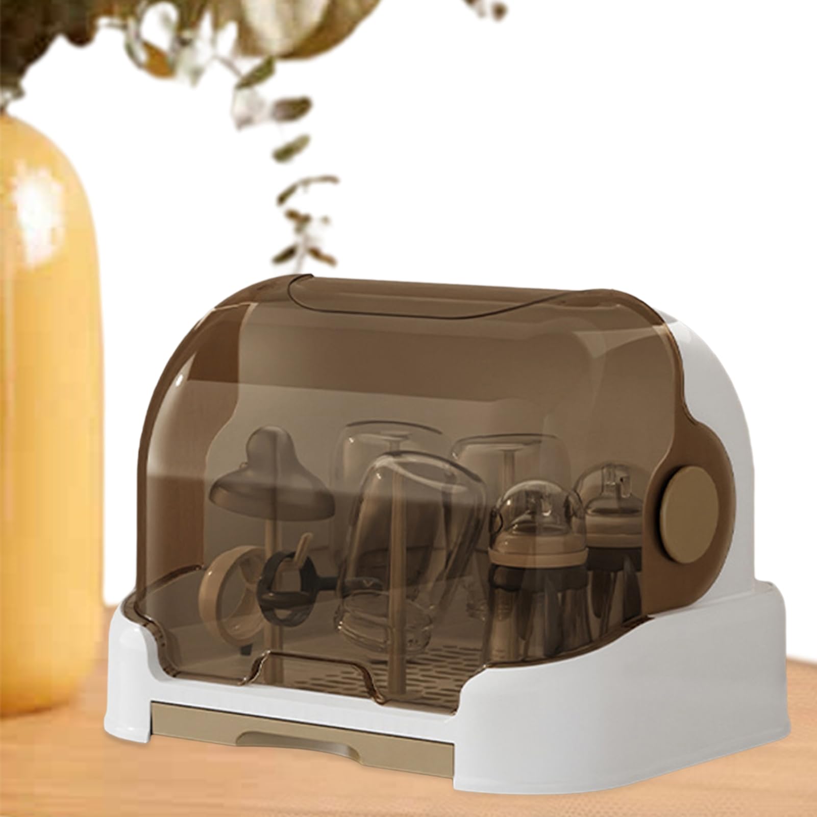 哺乳瓶乾燥ラック 哺乳瓶ラック 蓋付き 哺乳瓶収納ボックス 哺乳用品収納ケース 哺乳瓶オーガナイザー 哺乳瓶乾燥ホルダー オーガナイザー 取り外し可能な水トレイ付き 哺乳瓶 保管ケース