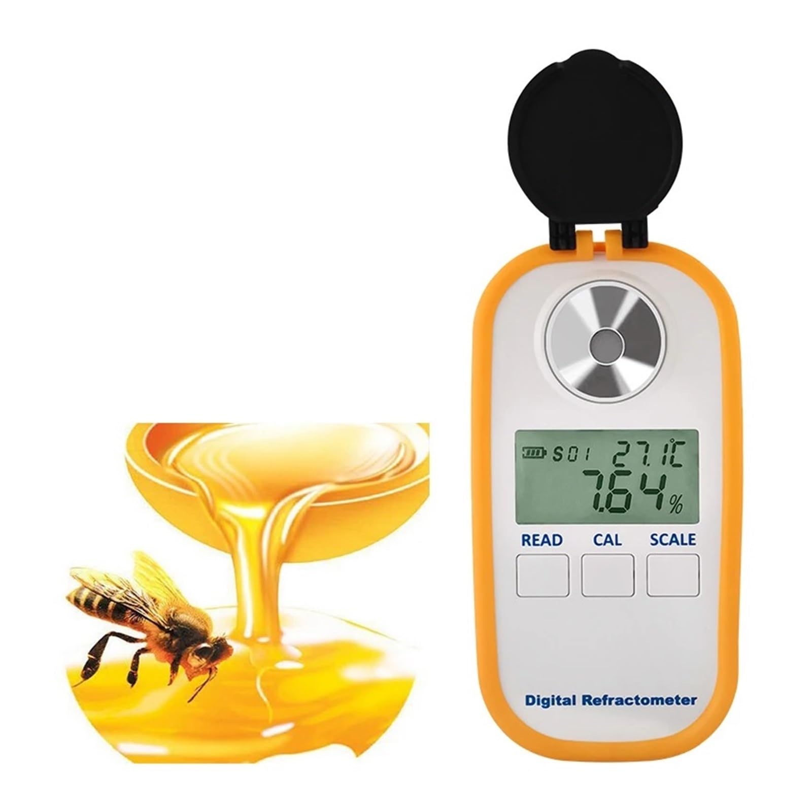 Refraktometer, 0–94% Brix-Messgerät, professionelles tragbares Digtal-Honig-Refraktometer, Zuckermessgerät, Fruchtsaft, Getränke, Zuckertester, hochpräzise