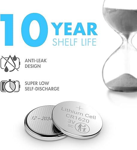 Miniatura 4 de Tenergy Batería de botón de litio CR1620 de 3 V, para llaves de automóvil, relojes, calculadoras, controles remotos, paquete de 20