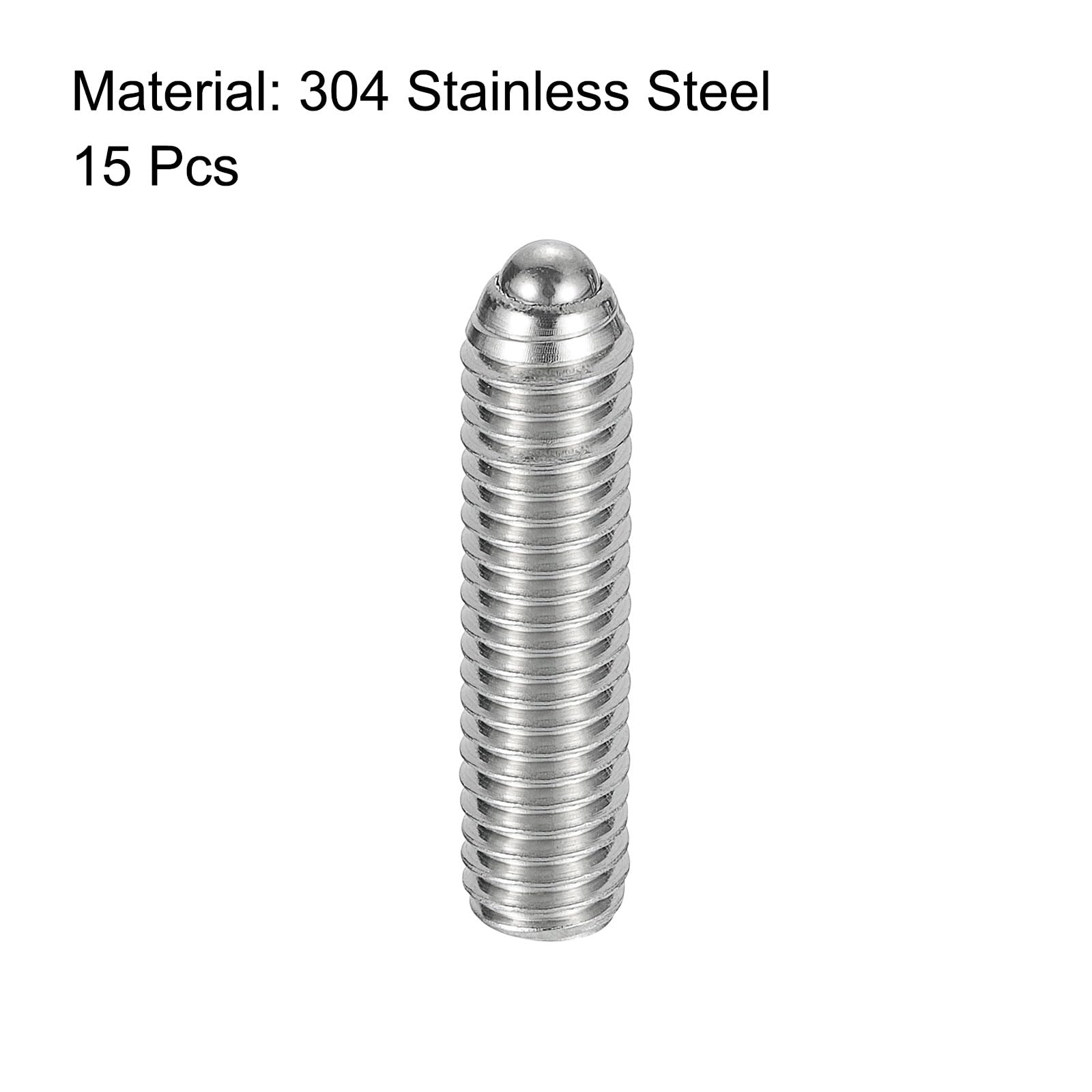 QUARKZMAN Kugelspitze Madenschrauben 15 Stück Kugelkopf-Stellschraube, M6 x 25mm 304 Edelstahl Metrische Feder Sechskant Schraube