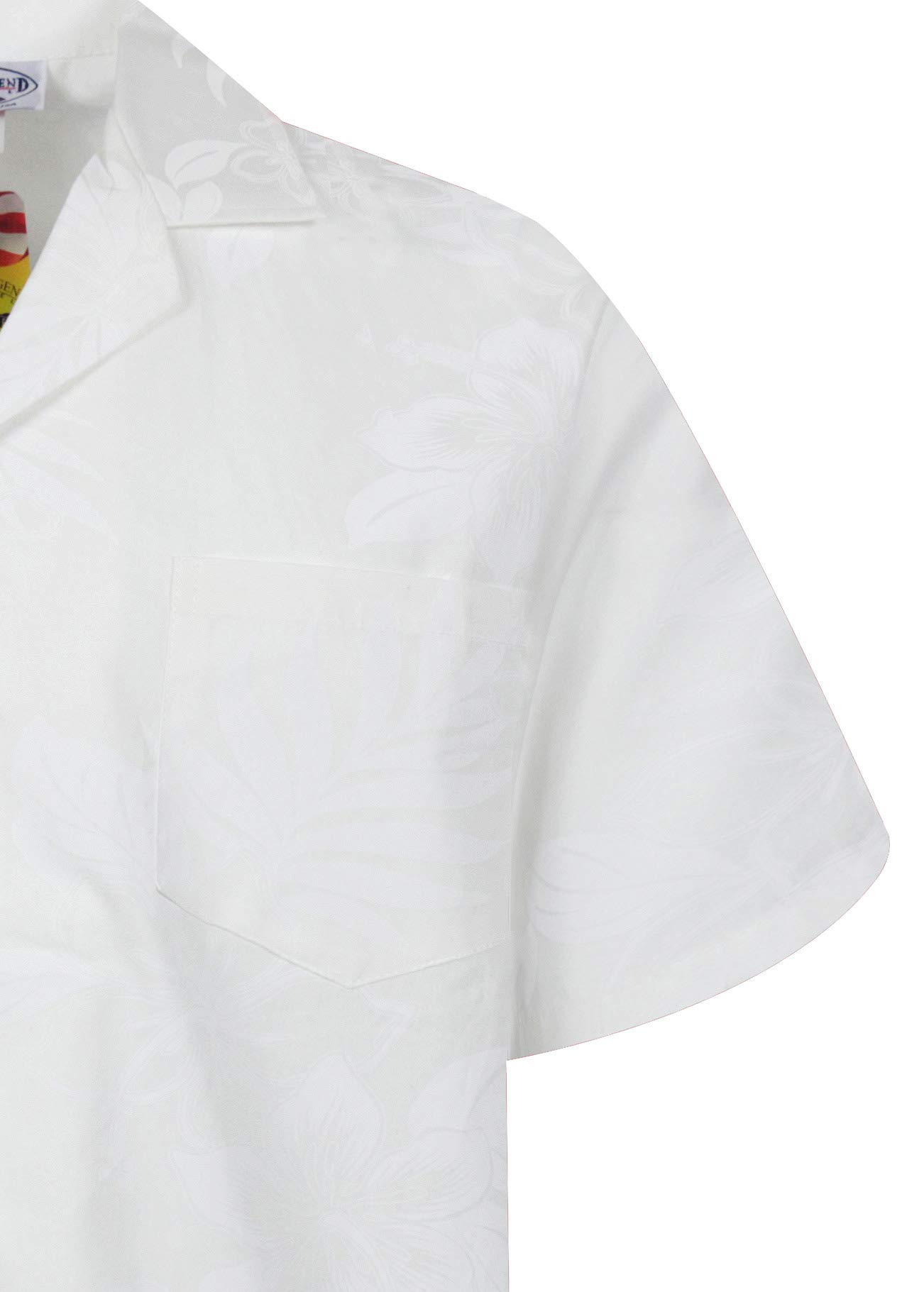 P.L.A. Pacific Legend | Original Hawaiihemd | Herren | S - 4XL | Kurzarm | Front-Tasche | Hawaii-Print | Shadow Blumen Blätter | Weiß
