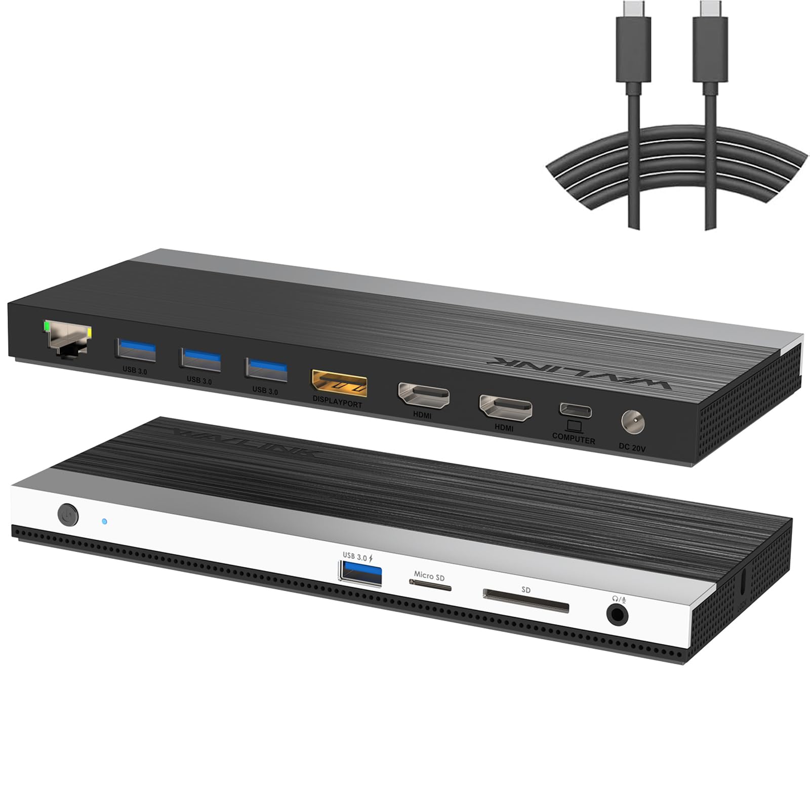 WAVLINK 13-in-1 Docking Station, USB C Triple Display Laptop Dock Support 100W Charging for PC, Max 4K@60Hz with DisplayPort, HDMI, USB 3.0, Gigabit Ethernet, SD/TF Card Slot, Audio Jack for Windows & Mac OS