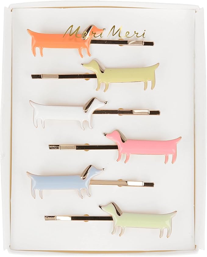 Meri Meri Sausage Dog Hair Slides – Cute Dachshund Hair Clips for Girls, Fun Animal Hair Accessories for Kids & Toddlers
