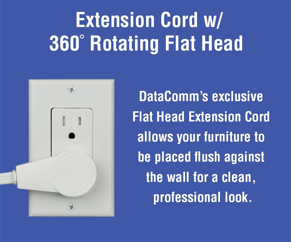 DATA COMM Electronics 45-0028-WH Recessed Low Voltage Plate Pass Through, Pro-Power Kit with Duplex Surge Suppressor & Straight Blade Inlet, Mount TV Cord Wire Hider, In Wall Cable Management, White image 4 of 8 B00B7C08V6