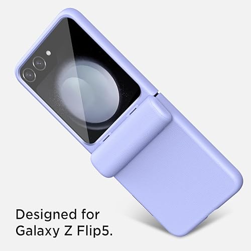 Miniatura 2 de Miimall Funda compatible con Galaxy Z Flip 5, Z Flip 5 con protección de bisagra de piel sintética + policarbonato duro, funda protectora
