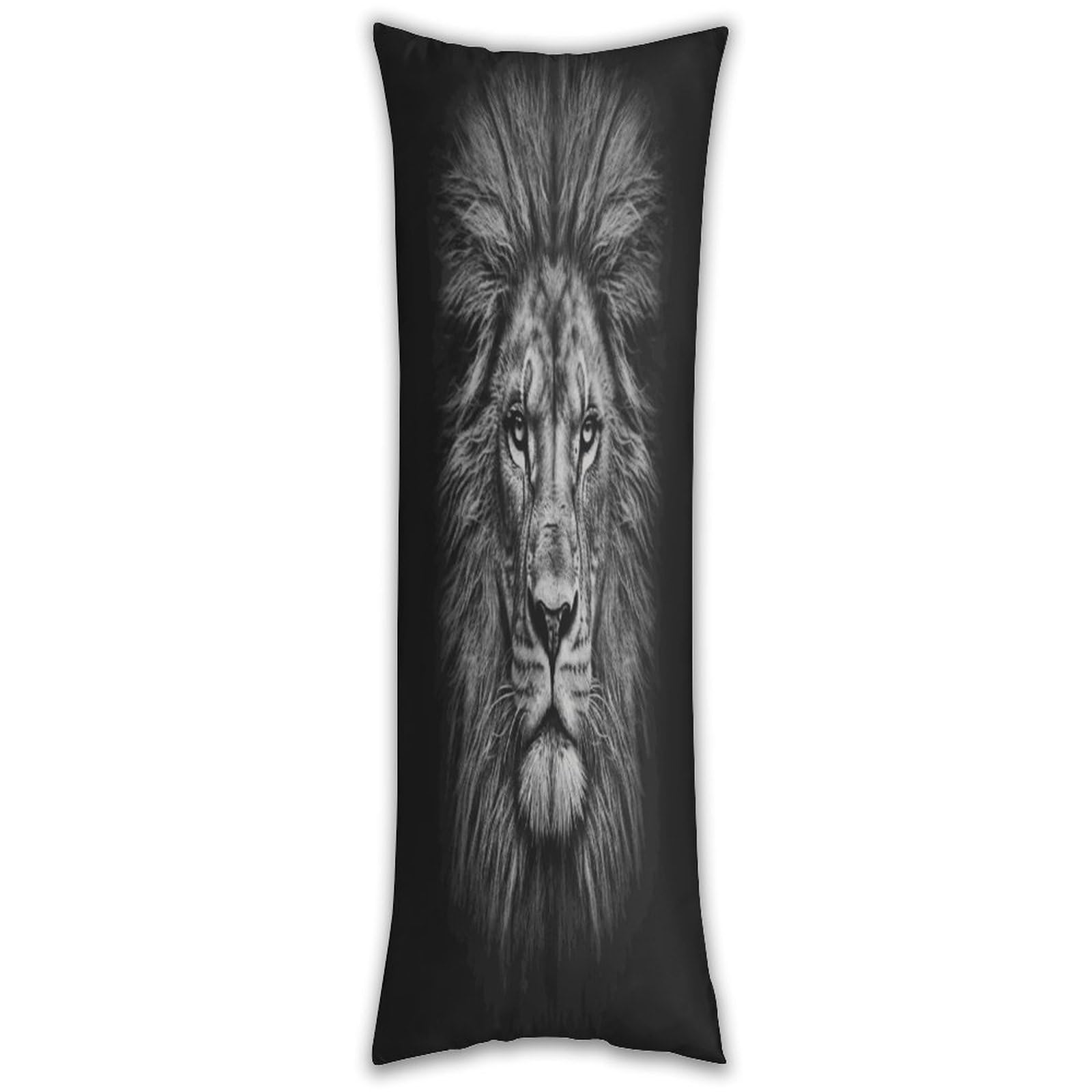 Black and White Lion Head Pillow Cases Breathable Vertical Long Pillowcase Body Pillowcase with Hidden Zipper Closure Soft and Cozy Pillow Cover 20x54 Inches for Bedroom Couch