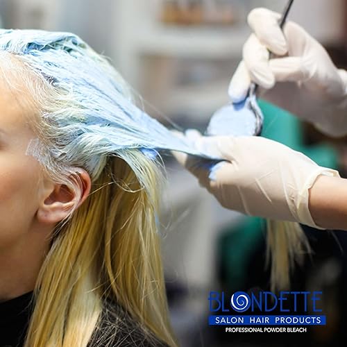 Miniatura 3 de Blondette Salon Professional - Tinte en polvo azul para el cabello, 16.23 oz + crema de peróxido profesional (1 L)