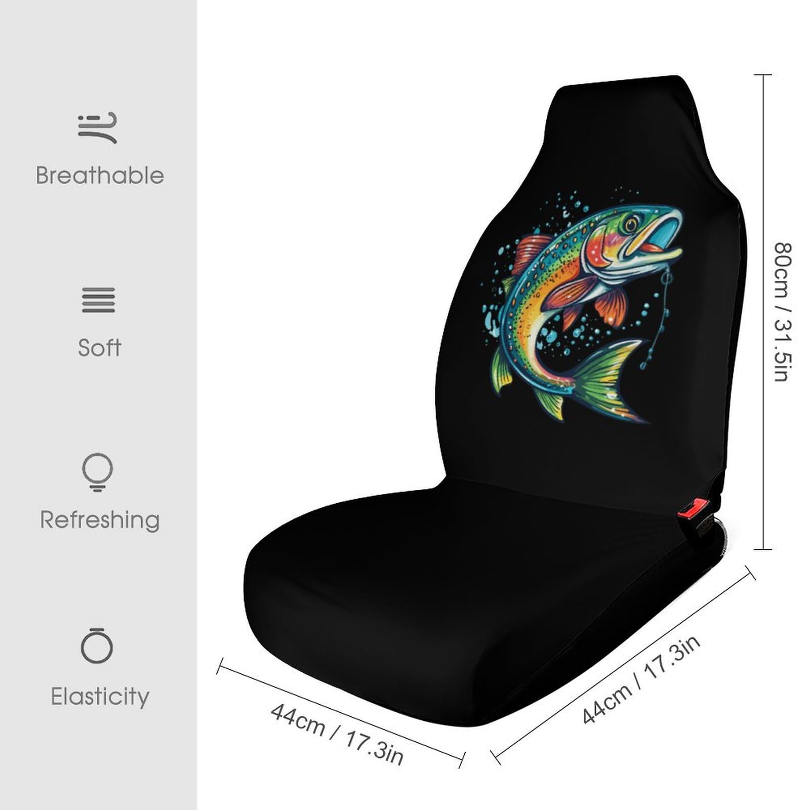 Rainbow Trout Print Car Seat Covers Universal Car Front Seats Protector Auto Interior Accessories 2PCS