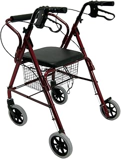 Karman Healthcare R-4100N-BD Aluminum Junior Rollator with Low Seat, Burgundy, 6