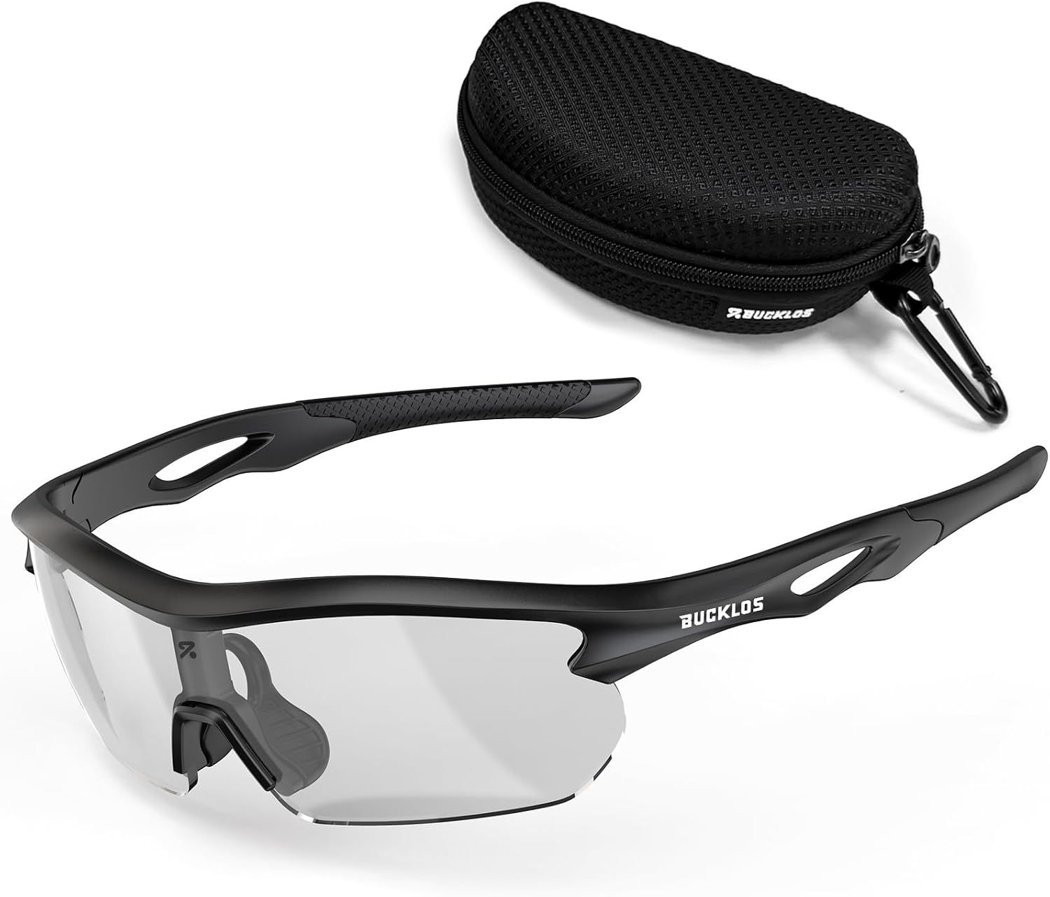 BUCKLOS Photochromic Cycling Glasses UV400 Sunglasses for Men Women Running | TR90 lightweight half frame with full coating photochromic lens Anti-slip nose pad secures fit for cycling outdoor activities
