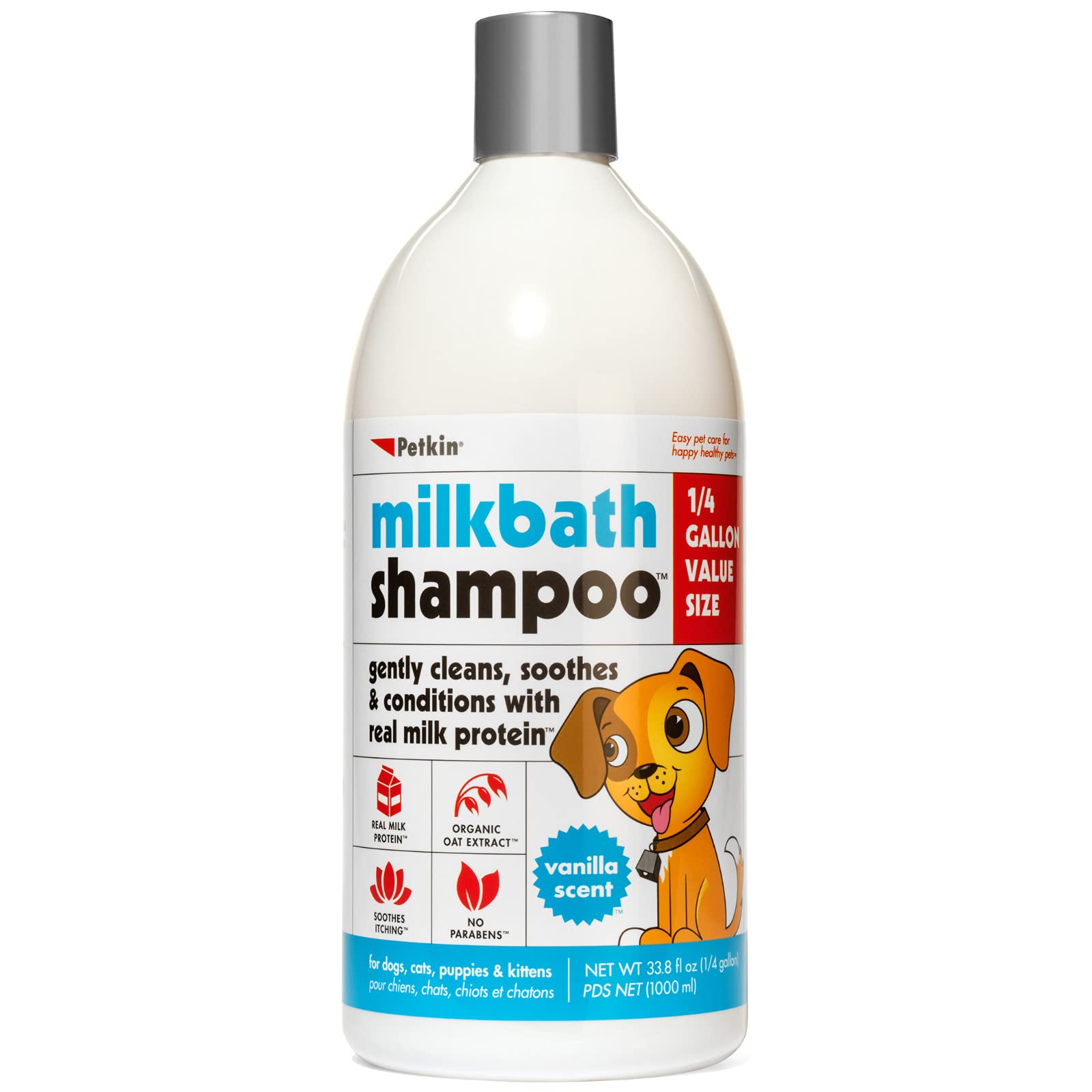 Petkin Milkbath Shampoo for Dogs, Gently Clean and Conditions Pet Coat, Sooth Dry Itchy Skin, Soothing Real Milk Protein Care for Pets, Calming Organic Oat Extract 1000 ml (B09F65FJ5F) Amazon Price History, Amazon Price Tracker