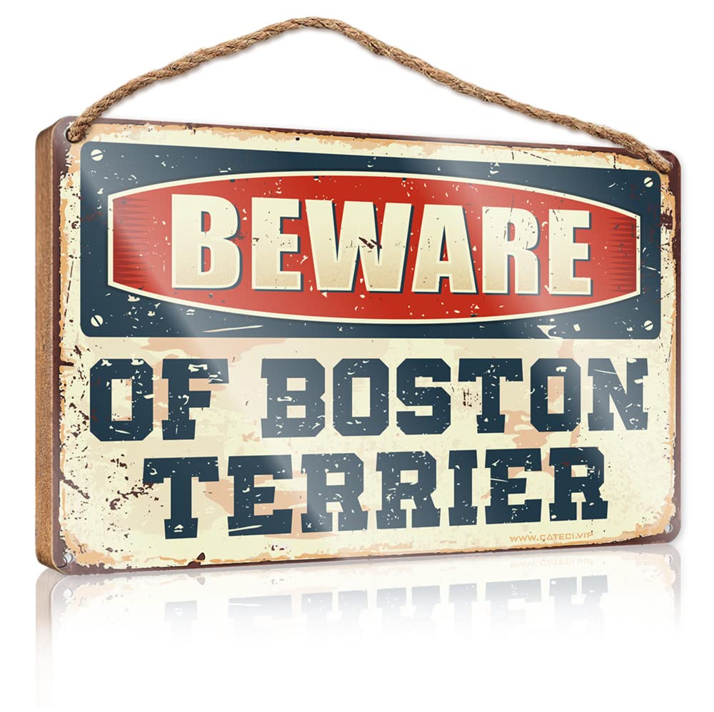 Funny Door Frame Sign Beware Of Boston Terrier Wooden Sign(15X28CM)