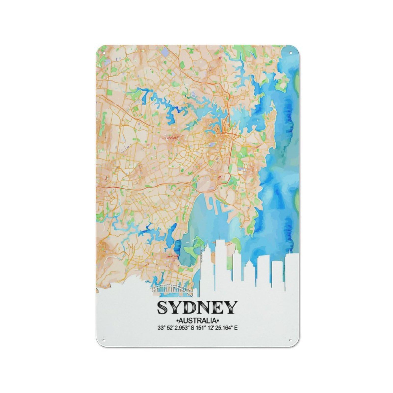Junmoney Sydney Retro-Style Metal Sign 30X20cm For Garage Or Workshop, A Moving-Home Gift For Collectors Of Tin Signs