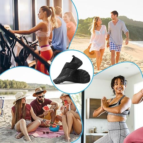 ziitop Barefoot Water Shoes Womens Mens Swim Beach Pool Sea Wet Aqua Shoes Quick Drying Lightweight Comfortable Breathable for Water Aerobics Trainers Unisex Sport Diving Shoes Black - Image 6