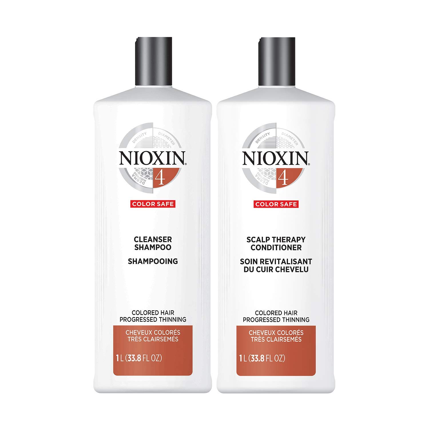 Nioxin System 4 for Color Treated Hair with Progressed Thinning Cleanser Shampoo (33.8 Ounce) and Sc